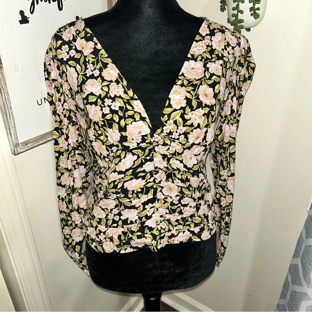 Zara Floral Crop Tops Blouse